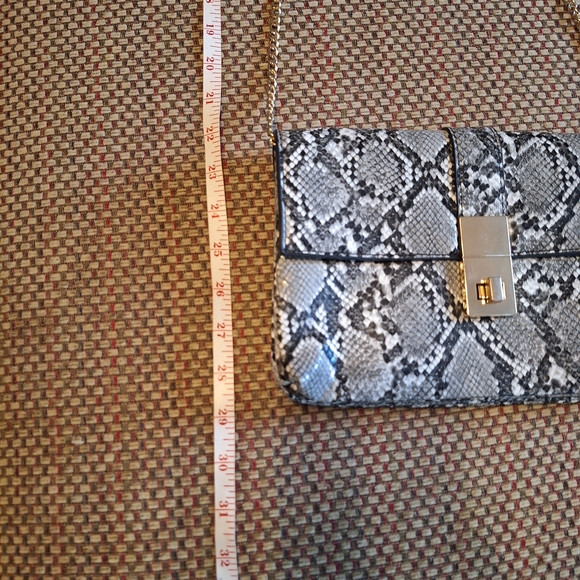 Madison West Black and Gray Snakeskin Print Crossbody Bag - Picture 6 of 15
